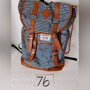 BENRUS Scout Blue/White Striped U.S. Military Navy Drawstring Backpack Large